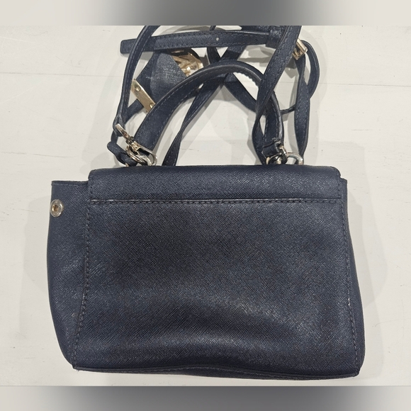 Michael Kors Ava Extra-Small Saffiano Leather Crossbody. Navy Blue & Gold Purse - Picture 4 of 13